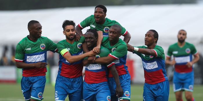 L'équipe de Baraawe exulte lors de la Coupe du monde de football 2018. Source : Con Chronis/CONIFA