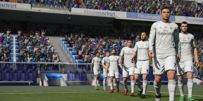Cristiano Ronaldo führt die Mannschaft von Real Madrid aufs Spielfeld. EA SPORTS ist offizieller Videospiel-Partner von Real und hat im Hinblick auf FIFA 16 vierzehn 3D-Headscans von Spielern des Clubs aktualisiert. Cristiano Ronaldo führt die Mannschaft von Real Madrid aufs Spielfeld. EA SPORTS ist offizieller Videospiel-Partner von Real und hat im Hinblick auf FIFA 16 vierzehn 3D-Headscans von Spielern des Clubs aktualisiert.