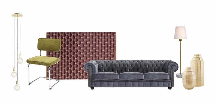 Surfaces veloutées, imprimés graphiques et highlights couleur laiton: le style mid-century est de retour!